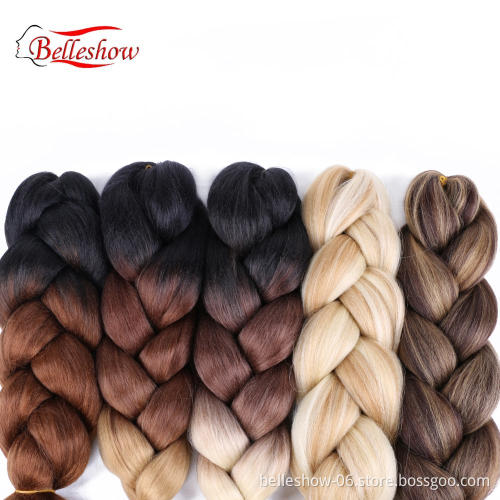 Hot sell hair ombre color 350g 24inch Synthetic Ombre Braiding Hair Jumbo Box Braids jumbo-hair-braid 400g